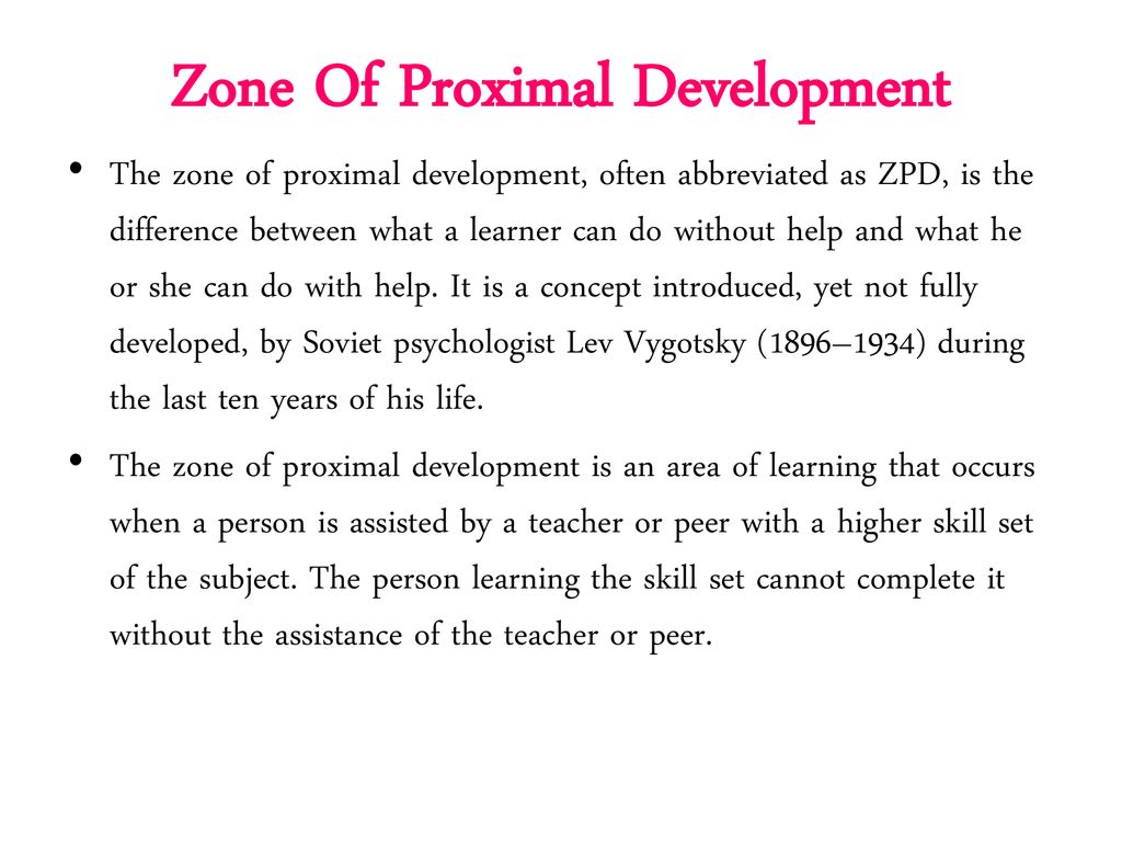 Vygotsky's zone of outlet proximal development and scaffolding